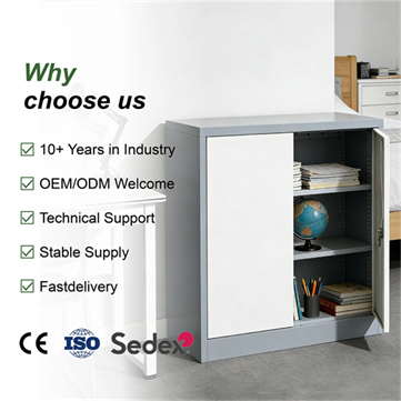 Low-Profile Double Door Steel Filing Cabinet | Compact, S...