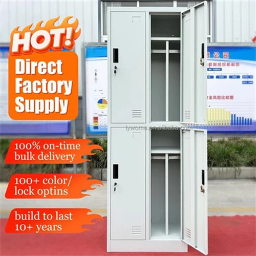 4-Door Double Tier Steel Locker Cabinet | Multi-Compartment Secure Storage Fo...