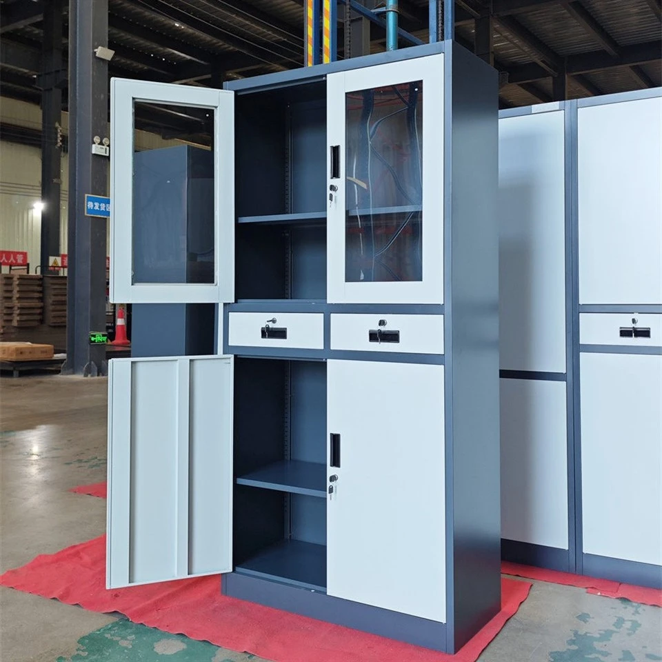 Steel Cupboard With Glass & Steel Doors